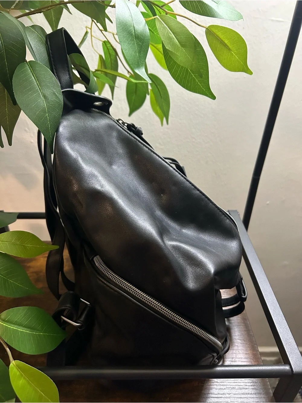 ASOS Black Leather-Effect Women's Backpack